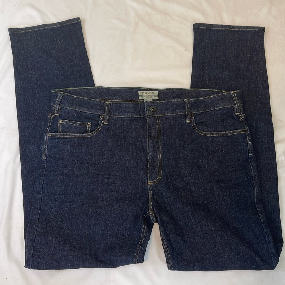 Mens Orvis Five Pocket Trust Your Fly Jeans, 42x 32, Classic Wash